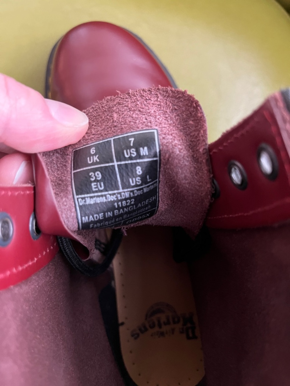 Dr. Martens Cherry burgandy Leather 8-Eye Combat Boots - Picture 3 of 4